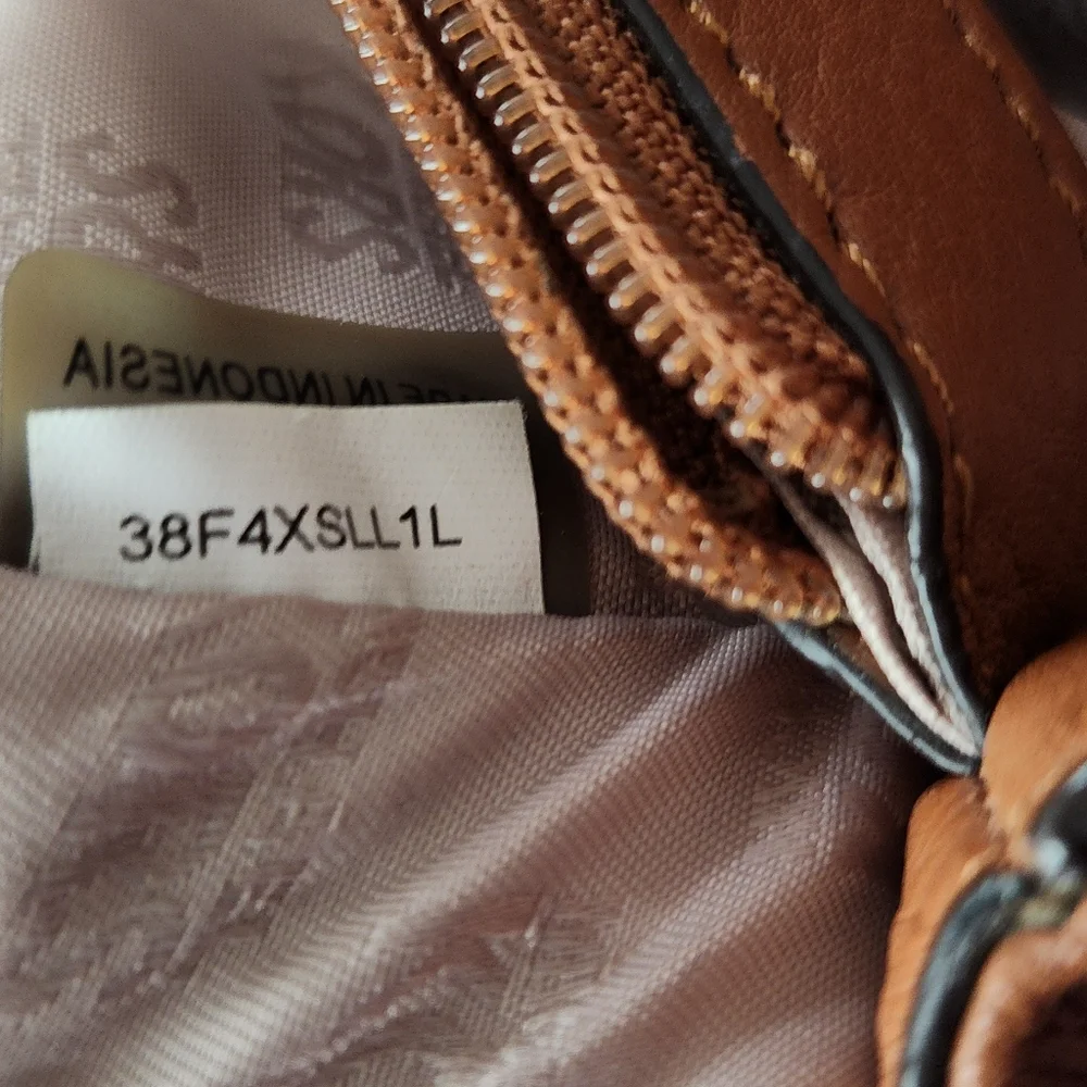 Michael Kors‎ Sloan Pebbled Leather Chain Shoulder Bag Brown Gold Turn-Lock